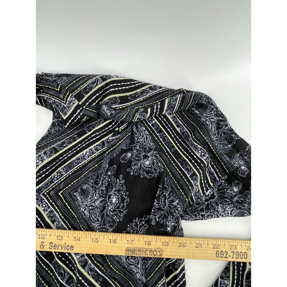 Free People Women's Long Sleeve Black White Geometric Boho Chic Shirt Top Size S - Picture 4 of 12